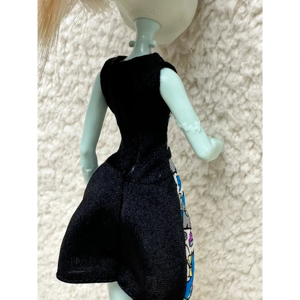 Monster High Frankie Stein Doll Blue Patchwork Dress Yellow Wedge Boots